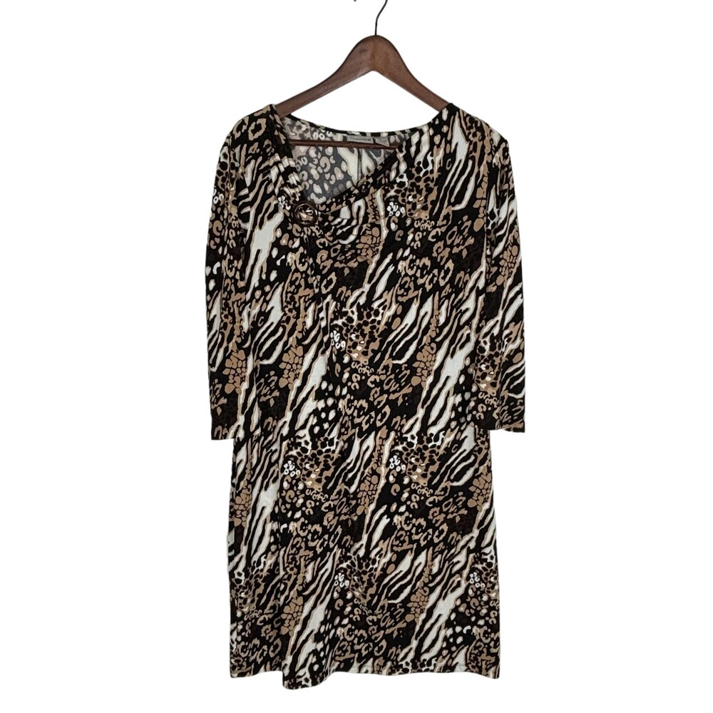 Chico's Leopard Animal Print Brown Black Dress Women’s 2 US Large